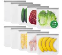10pcs Reusable Freezer Gallon Bags Dishwasher Safe BPA Free, 11 * 11 Inch Leakproof Silicone and Plastic Free Silicone Food Storage Bags for Marinate Meats, Meal Prep, Fruits, Sandwich, Vegetable