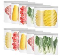10PCS Reusable Gallon Freezer Bags - 28 x 26cm Large Food Storage Bags Leakproof, Dishwasher Safe, Extra Thick Airtight Ziplock Bags with Expandable Bottom, for Fruits, Cereal, Vegetable, Sandwich