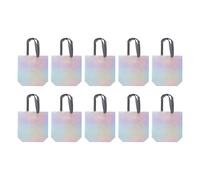 10Pcs Reusable Present Bags Set | Metallic Glossy & Weatherproof Non - Woven Fabric | Holiday/Party/Wedding Present Bags with Handles | 12.6 x 10.8in Sturdy Tote (Silver)