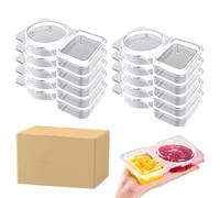 10Pcs Reusable Snack Containers with Lids, Lunch Box with Compartments, Double Compartment Condiment Container Thickened Portable Dip Containers for Snacks Dips Takeout Travel Outdoor Camping