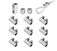 10Pcs Reusable Wire Rope Cable Clamps, Wire Rope Clips with Screw, Adjustable Steel Wire Rope Buckles Clamp, Cable Clamps for 1-1.5mm Steel Wire Rope - Type F