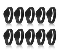 10Pcs RFID Wristbands, 13.56mhz Silicone Wristband Waterproof IC Card, Dustproof ID Card Bracelet for Access Swimming Pool Sauna Room Foot Bath Center, Sauna Club, Fitness Club (Black)