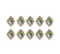 10pcs Rhinestone Cabochon Sewing Crystal Button for DIY Wedding Decor, AB Color, 30x25mm