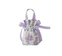 10pcs Ribbon Bow Canvas Flower Drawstring Bag Pearl Handle Wedding Small Wrist Coin Purse Wallet Candy Storage For Candy(Color 2)