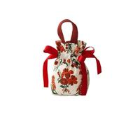 10pcs Ribbon Bow Canvas Flower Drawstring Bag Pearl Handle Wedding Small Wrist Coin Purse Wallet Candy Storage For Candy(Color 1)