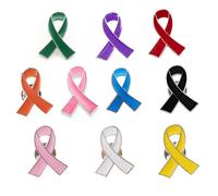 10PCs Ribbon Pin Charms Metal Awareness Lapel Pin Mental Health Prevention and Awareness Ribbon Brooch Badge Mixed Color Lapel Pins Hope Pins Enamel Jewelry Pins for Clothes Decor Charity Public
