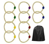 10pcs Ring Throwing Rope with 1pc Black Double Drawstring Bag, Kids Throwing Games, Round Toss Toys, Outdoor Toys, for Birthday Party, Family Gathering, Indoor and Outdoor Games