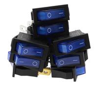 10Pcs Rocker Switch, AC 250V/15A, 30x13.5mm LED On/Off SPST 3 Pin 2 Position for Househould DIY/17(2D3P-Blue)