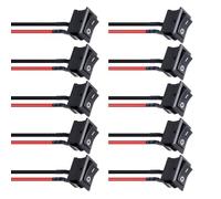10Pcs Rocker Switch ON/Off 2Pin Latching Square SPST Toggle Switch Snap with Wires KCD1-X-F