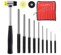 10Pcs Roll Pin Punch Set: 1/16-5/16 Inch Steel Pin Punch Set with Replaceable Heads for Leather Jewelry Watch Band Repairing Canvas Eyelet Craft