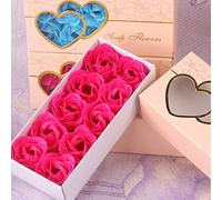 10Pcs Rose Floral Scented Bath Soap, Plant Essential Oil Rose Soap in Gift Box, Rose Flower Petals Shaped Soap Best Gift for Anniversary/Birthday/Wedding/Valentine’s Day