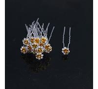10pcs Rose Flower Hair Pins Hair Accessories (Yellow)