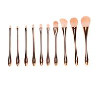 10pcs Rose Gold Makeup Brush Set for Face Powder Shadow Blush Eyeshadow Cosmetic Brushes Kit with Portable Ergonomic Brush Head