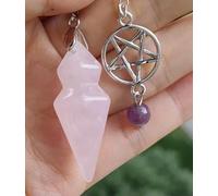 10pcs Rose Quartz stone Pendulum Pendant Star Magic
