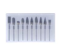 10Pcs Rotary File Tungsten Carbide Grinding Burr Set, Wireless Grinder Head Kit for Woodworking, Double and Single Cut Burr Files with Plastic Storage Box for Tools (Single grain silver (transparent