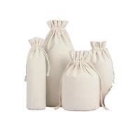 10PCS Round Bottomed Cotton Linen Bag Rice Grain Flour Drawstring Storage Sachet Large Capacity Reusable Sacks for Laundry, Travel(7x29cm)