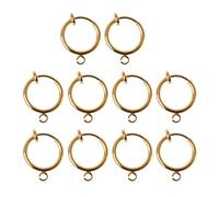 10Pcs Round Brass Clip-on Hoop Earrings, Gold