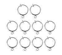 10Pcs Round Brass Clip-on Hoop Earrings, Silver