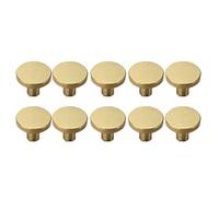 10PCS Round Cabinet Single Hole Knob, Medium Brushed Brass Gold Handles Pulls for Kitchen Cupboards Door Cabinet Drawer