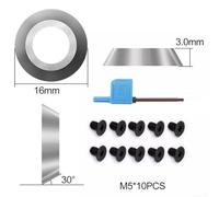 10pcs Round Carbide Indexable Inserts for Woodturning, 16mm Diameter × 3.0mm Thickness, 30° Cutting Angle, Solid Carbide (94.5HRA), Compat
