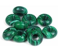 10pcs Round Donut Shape Stone Beads Big Hole Eye Beads Fit DIY Bracelet Korean Style Jewelry-NO.12 Malachite-10PCS