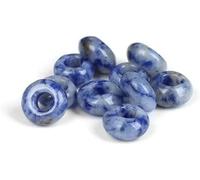 10pcs Round Donut Shape Stone Beads Big Hole Eye Beads Fit DIY Bracelet Korean Style Jewelry-NO.2 Sodalite-10PCS