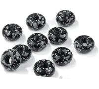 10pcs Round Donut Shape Stone Beads Big Hole Eye Beads Fit DIY Bracelet Korean Style Jewelry-NO.38 Alabaster-10PCS