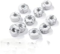 10pcs Round Donut Shape Stone Beads Big Hole Eye Beads Fit DIY Bracelet Korean Style Jewelry-NO.39 Howlite-10PCS
