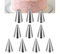 10Pcs Round Piping Nozzle, 10 Sizes Small Stainless Steel Round Piping Tips for Cookies, Professional Cake Decorating Tools for Frosting, Icing & Russian Pastry