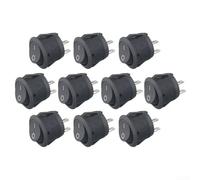 10Pcs Round Rocker Switch 6A 250V AC 2-Pin ON/Off Power Switch SPST for Car and Boat Interior, Black