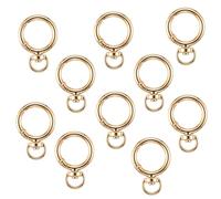 10pcs Round Spring Snap Hooks Swivel Rings, Zinc Alloy Carabiner Key Chain Rings Round Spring O Ring Clip for Bags Keychain Keyring Belts DIY Accessory (Gold)