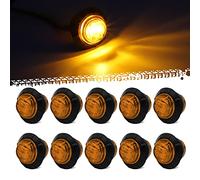 10pcs Round Trailer Side Marker Lights Amber,Universal 3/4" LED Front Rear Side Marker Indicators Light 12V/24V Bullet Clearance Marker Light Caravan SUV Trailer Wagon Recovery Truck Marker Light