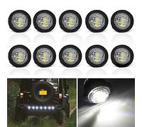 10pcs Round Trailer Side Marker Lights White,Universal 3/4" LED Front Rear Side Marker Indicators Light 12V/24V Bullet Clearance Marker Light Caravan SUV Trailer Wagon Recovery Truck Marker Light