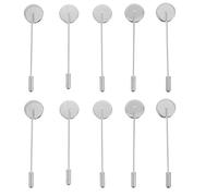 10pcs Round Tray Brooch Pin, Brass Blank Safety Pins Lapel Sticks with Tray Brooch Needle for Suit Tie Hat Scarf DIY Costume