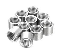 10Pcs Round Weld Nuts, M8x8x12mm Long Weld on Bung Female Nut Threaded - 304 Stainless Steel Round Connector Nuts Sleeve Rod Bar Stud, Silver