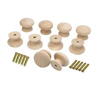 10PCS Round Wood Drawer Knob Unfinished Cabinet Furniture Mushroom Shape Pulls Handles Hardware for Wardrobe Dresser