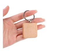 10pcs Rounded-Rectangle Wood Keychains Blanks DIY Painting Wooden Key Chain Unfinished Ring Tag Gifts for DIY Crafts, Keyring Making(Square)