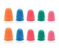 10Pcs Rubber Finger Thimble Set Finger Protectors Thimble for Hand Sewing Finger Cots for Paperwork Embroidery Crafts Reusable Finger Pads & Moisteners with Different Sizes and Colors