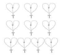 10Pcs Rubber Rosary Beads Necklaces Religious Rosary Crosses Rosaries Catholic Crosses Chains Prayer Jewelry Necklace
