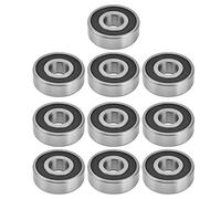 10PCS Rubber Sealed Ball Bearings | Deep Groove Radial & Axial Load Bearing | Linear Motion Devices/Industrial Machinery/DIY Projects | Bearing Steel, 10-20mm Inner Diameter (6300 rubber seal)