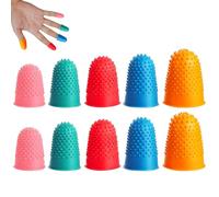 10PCS Rubber Thimbles 5 Colors Rubber Finger Thimbles Reusable Rubber Fingers Tip Covers with Assorted Sizes Rubber Thumb Protector for Hot Glue Wax Rosin Resin Collating Writing Task Scrap