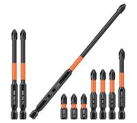 10Pcs S2 Steel Drill Bit Pozi Pozidriv Bits Cross Slot Magnetic Drive Bit Set Electric Screwdriver Accessories 1/4 Inch Hex Shank Drill for Electric Screwdriver Impact Power Tool