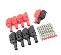 10Pcs Safety Fully Insulated Multimeter Test Leads 4mm Banana Plugs Male Stackable Connectors with Banana Jack Adapters