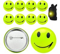 10pcs Safety Reflector Pendant, Reflective Pins, Reflective Smiley Face Pendants, Reflector Children's Pendant, Pins Bag Reflective Ornaments, Smiley Face Reflective Pendant, for Cycling Night Running