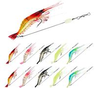 10PCS Saltwater Fishing Lures Shrimp Baits Set, Premium Soft Shrimp Fishing Tackle with Luminous Sharp Hooks, for Freshwater and Saltwater - Syosisny