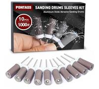 10pcs Sanding Drums Sandpaper Sticks Set for Dremel Rotary Tool, 1000 Grits Drum Sander Attachment with 1/8"(3mm) Shank，Aluminum Oxide Sanding Bits Kit for Wood Metal Jade Polishing Grinding
