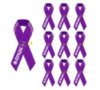 10PCS Satin Ribbon Pins,Forget Me not Pin Badge Classic Memorial Service Respect Ribbon Bow Memorial Brooches in Forever Our Hearts (Purple)