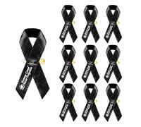 10PCS Satin Ribbon Pins,Forget Me not Pin Badge Classic Memorial Service Respect Ribbon Bow Memorial Brooches in Forever Our Hearts (Black)