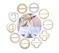10PCS Scarf Ring,T-shirt Ties Clips Clothes Corner Knotted Button,7 Styles Fashion Metal Shirt Clip Buckle Button Covers for Women Blouses