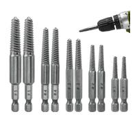 10Pcs Screw Extractor Drill Bit Set, Bolt Extractor Set, 1/4" Hex Shank Screw Remover and Extractor Bit Set for Removing Broken Bolts, Studs, for 1#, 2#, 3#, 4#, and 5# (Silver)